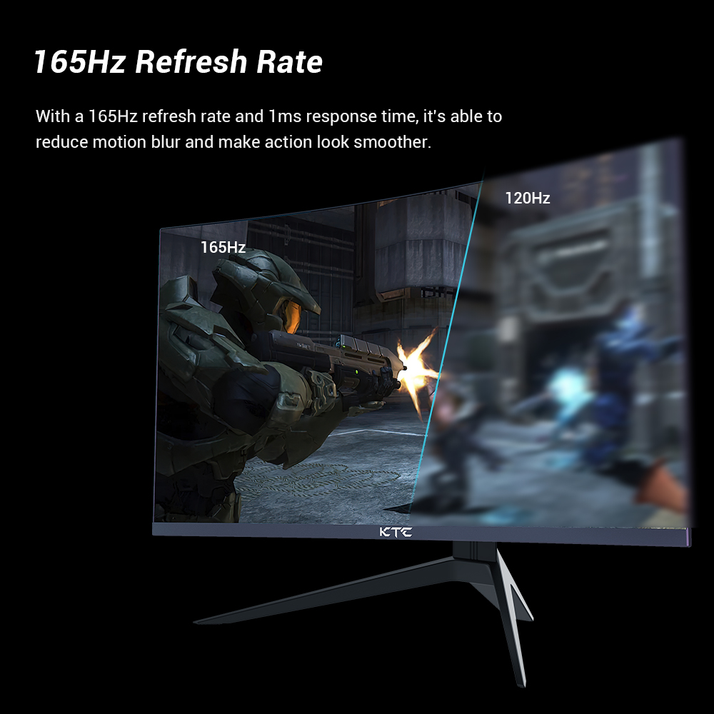 Refurbished KTC H27S17 Gaming Monitor 27-inch 2560x1440 QHD 165Hz HVA Curved 1500R 3ms Response Time