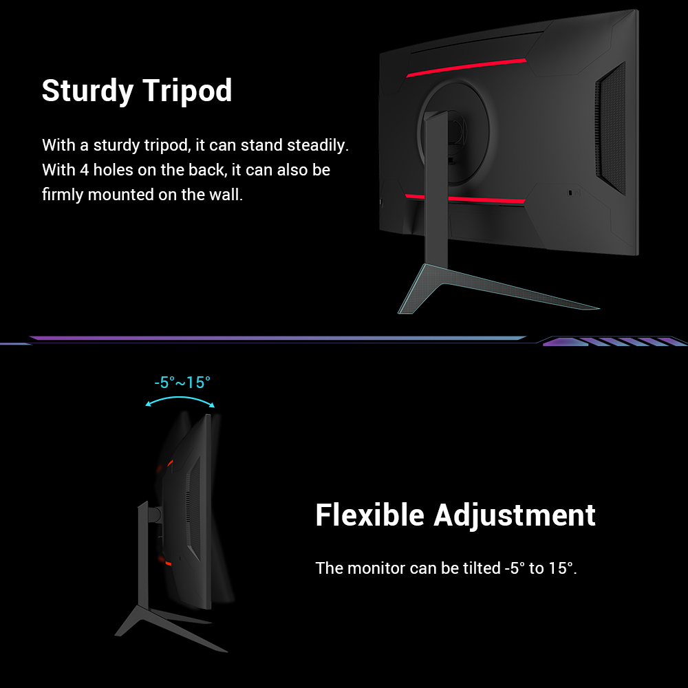 Refurbished KTC H27S17 Gaming Monitor 27-inch 2560x1440 QHD 165Hz HVA Curved 1500R 3ms Response Time