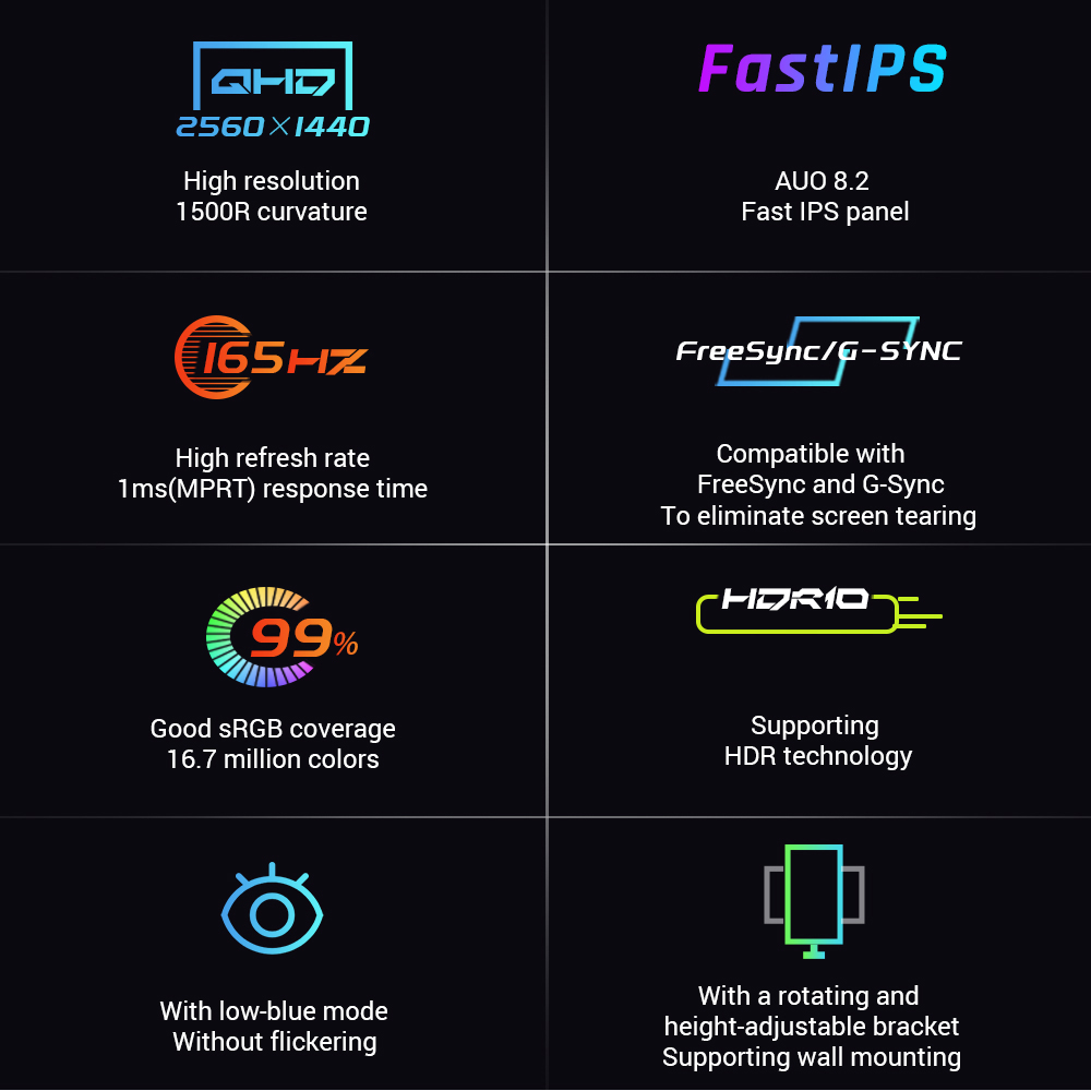 Refurbished KTC H27T22 Gaming Monitor 27-inch 2560x1440 QHD 165Hz Fast IPS 1ms Response Time 100% sRGB HDMI2.0 DP1.2