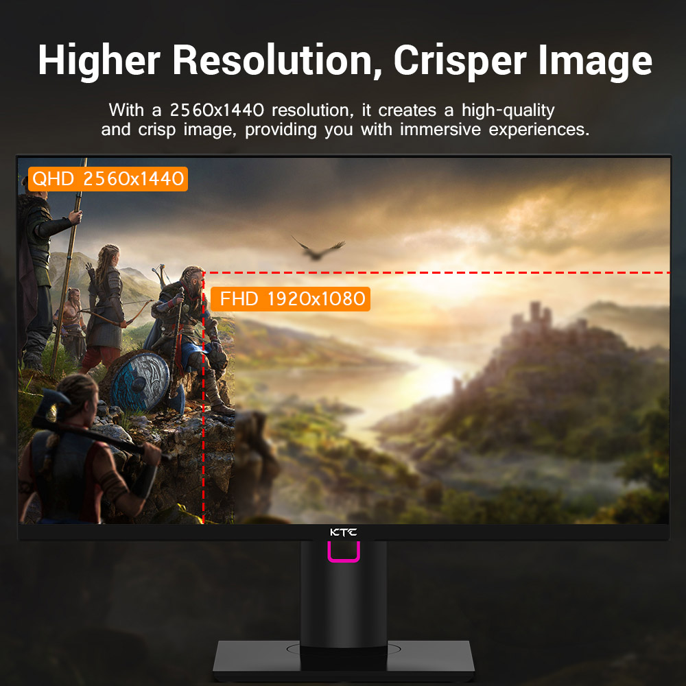Refurbished KTC H27T22 Gaming Monitor 27-inch 2560x1440 QHD 165Hz Fast IPS 1ms Response Time 100% sRGB HDMI2.0 DP1.2