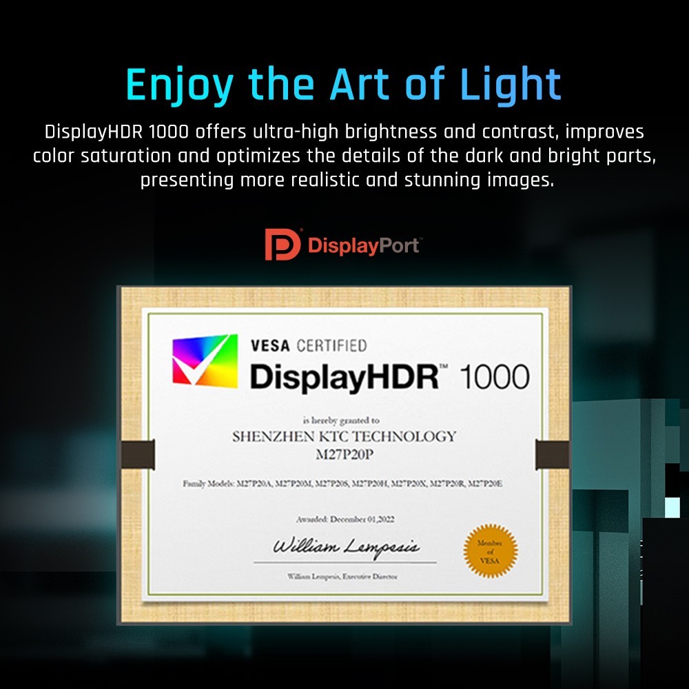 Refurbished KTC M27P20 Pro Mini-LED Gaming Monitor 27-inch 3840x2160 UHD 160Hz Mini LED Fast IPS 2ms RT HDMI2.1 DP1.4 Type-C USB KVM