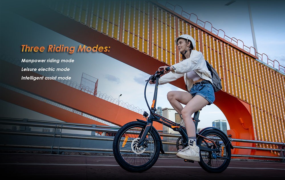 KuKirin V2 City E-bike Foldable 20'' Pneumatic Tires 36V 7.5Ah Removable Battery 430W Motor 25km/h Max Speed 120kg Load