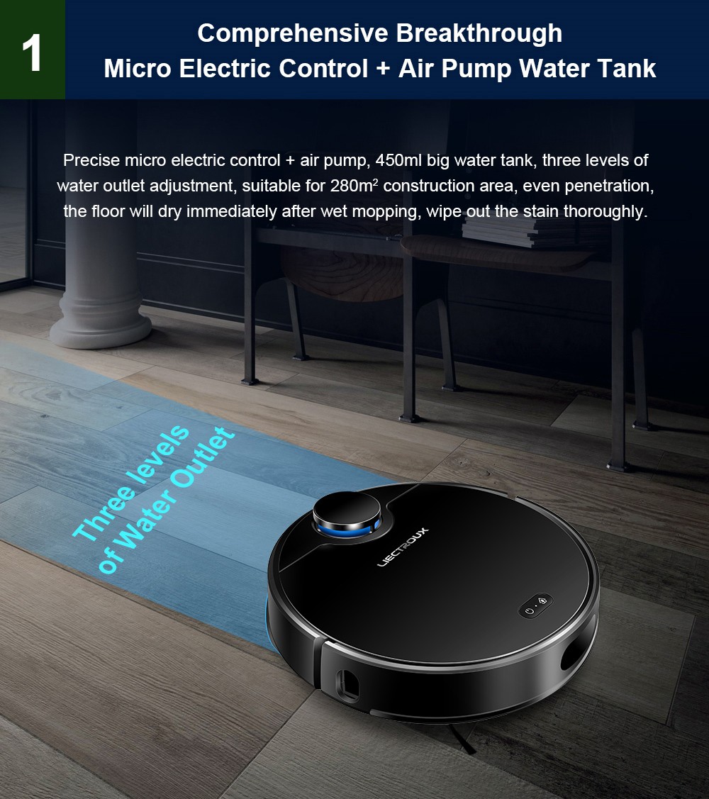 Refurbished Liectroux ZK901 Robot Vacuum Cleaner 3 In 1 Vacuuming Sweeping and Mopping Laser Navigation 6500Pa Suction 5000mAh Battery Voice Control Breakpoint Resume Clean & Mapping APP Control - Black
