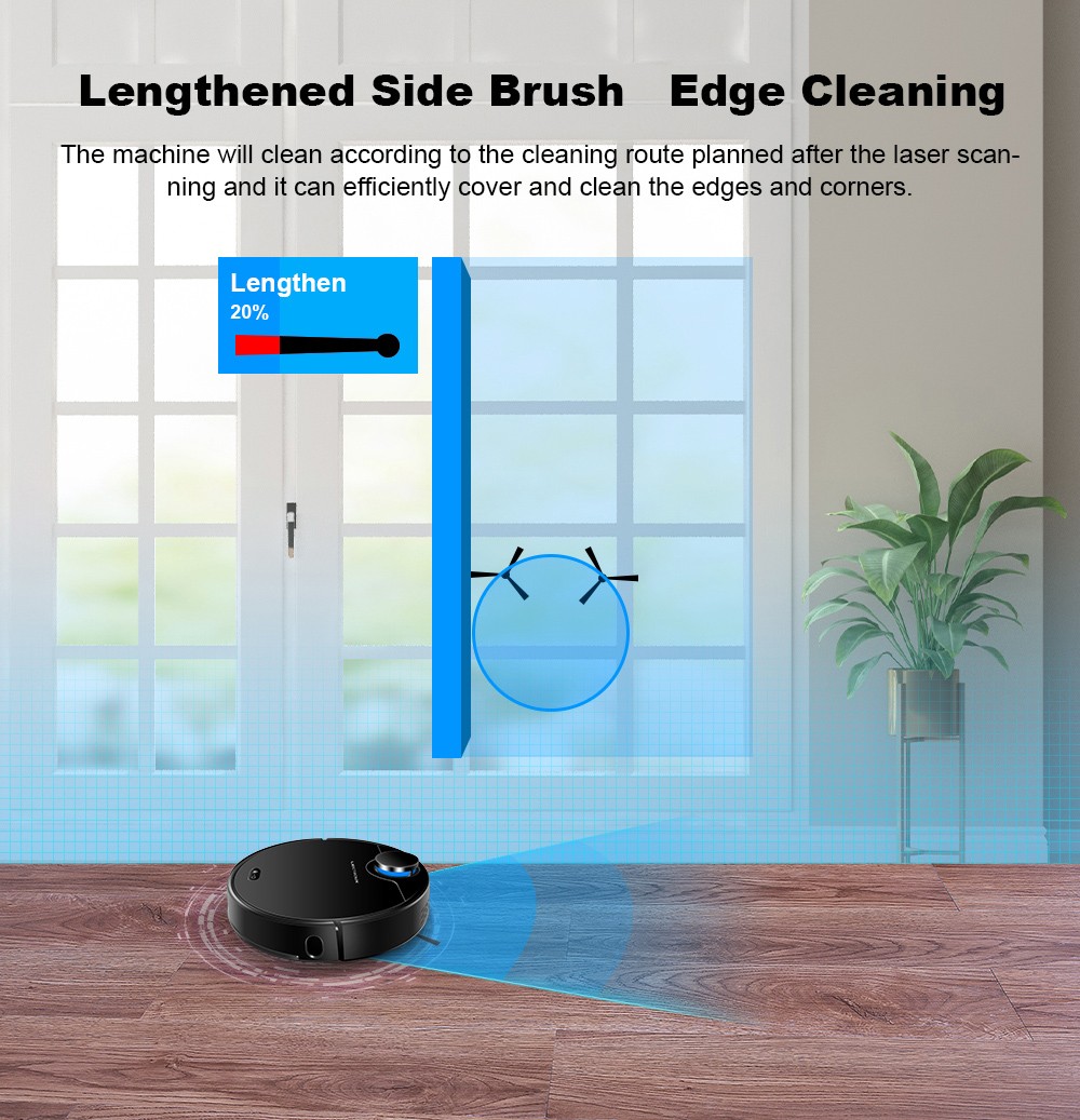 Refurbished Liectroux ZK901 Robot Vacuum Cleaner 3 In 1 Vacuuming Sweeping and Mopping Laser Navigation 6500Pa Suction 5000mAh Battery Voice Control Breakpoint Resume Clean & Mapping APP Control - Black