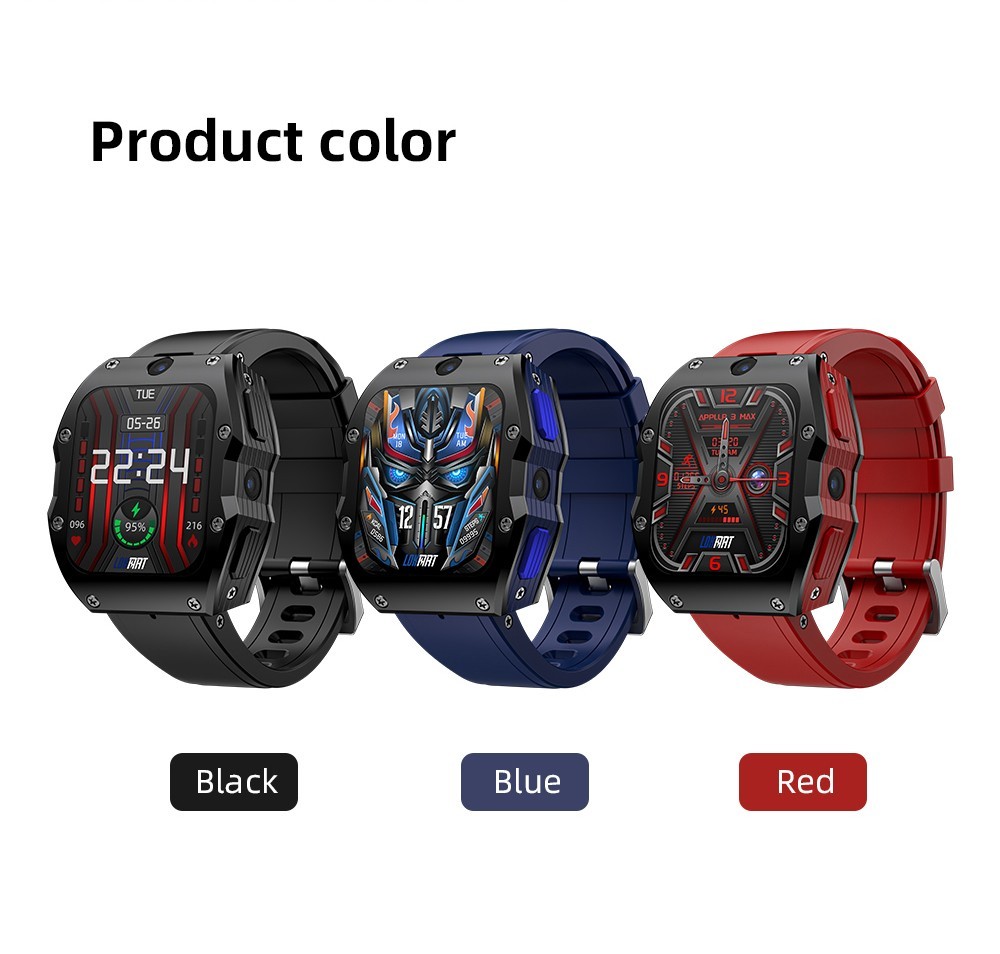 LOKMAT APPLLP 3 MAX Phone Watch 4GB RAM 128GB ROM Android 4G SIM Network GPS Sports Fitness Tracker Dual Camera - Blue