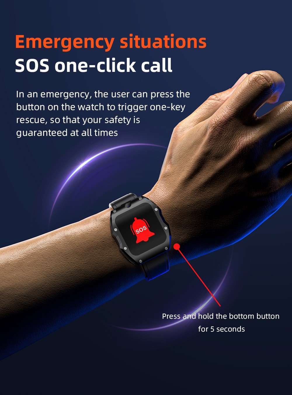 LOKMAT APPLLP 3 MAX Phone Watch 4GB RAM 128GB ROM Android 4G SIM Network GPS Sports Fitness Tracker Dual Camera - Red