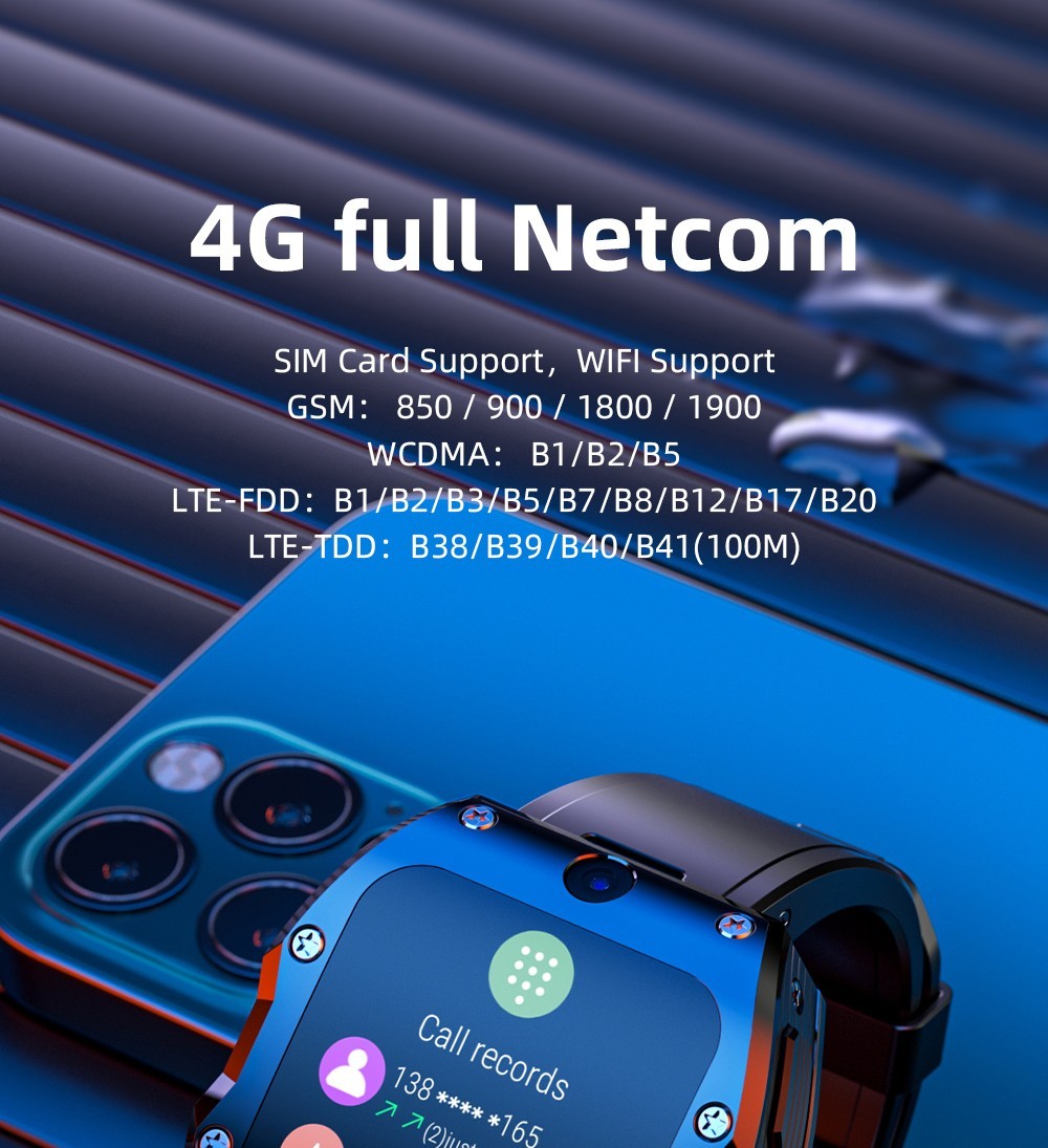 LOKMAT APPLLP 3 MAX Phone Watch 4GB RAM 128GB ROM Android 4G SIM Network GPS Sports Fitness Tracker Dual Camera - Red