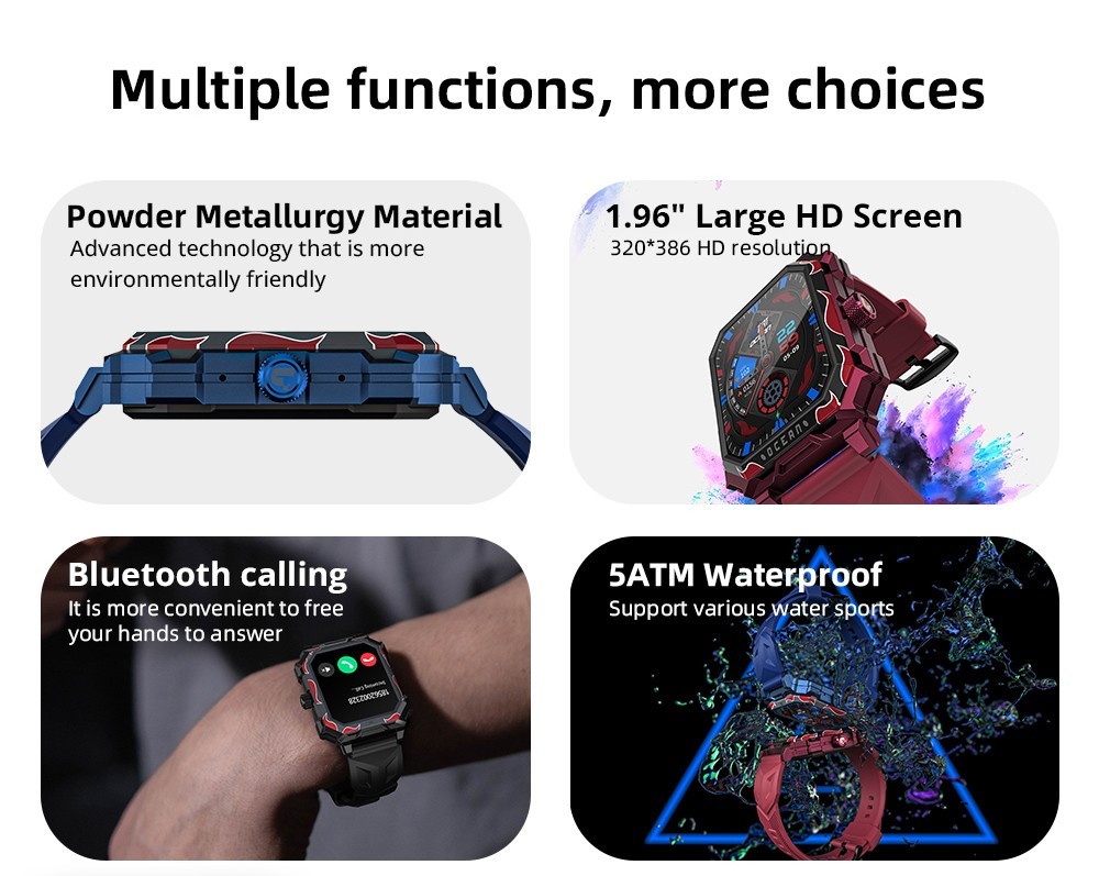 LOKMAT Ocean Max Sport Smartwatch Fitness Tracker Heart Rate, Blood Oxygen Monitor, Bluetooth 5.3 - Black