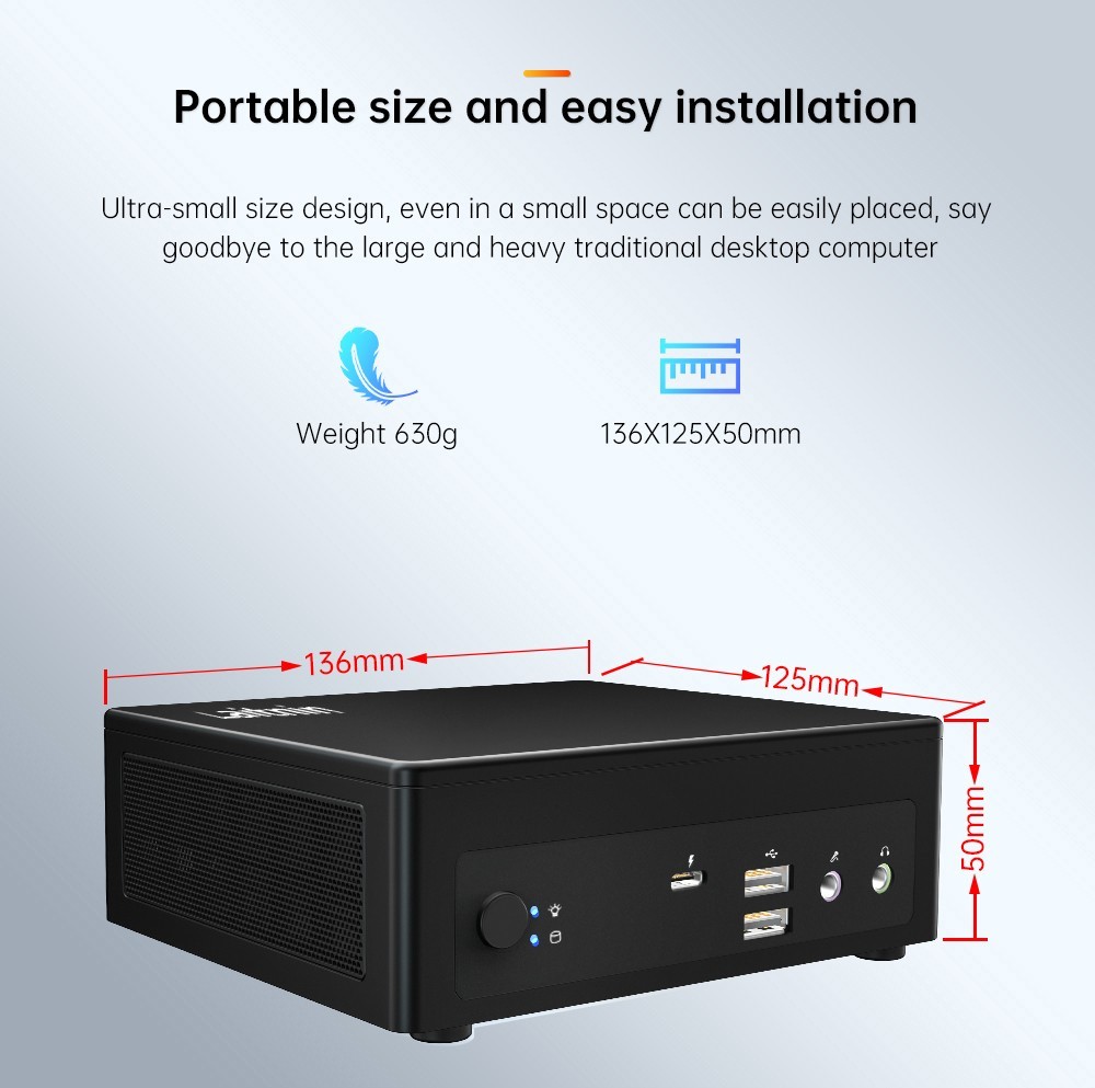 Laitnin T2 Mingar 2 MINI PC Intel Core i7-1185G7 up to 4.8 GHz, 16GB RAM+512GB SSD, Windows 11 Pro, WiFi 6