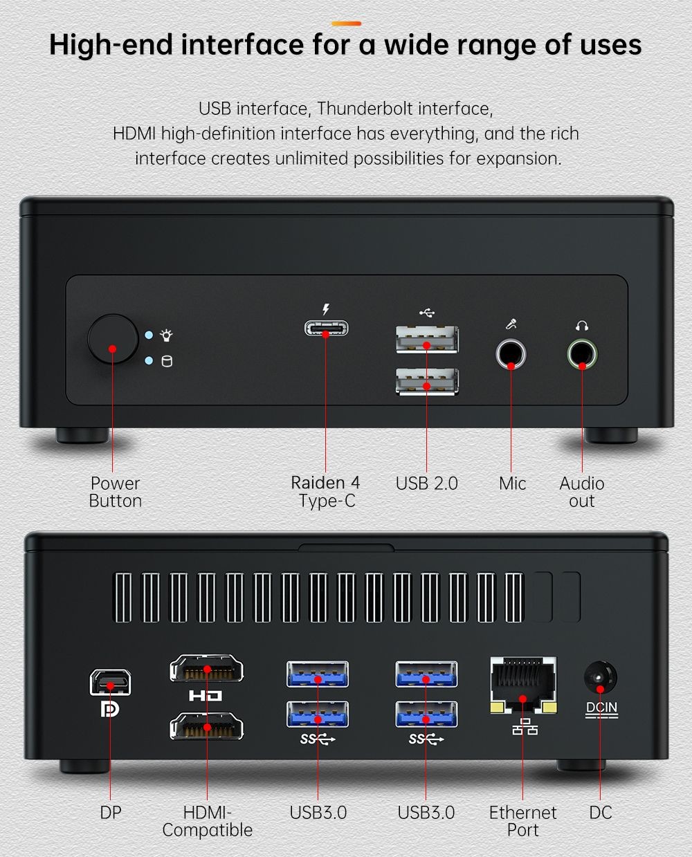 Laitnin T2 Mingar 2 MINI PC Intel Core i7-1185G7 up to 4.8 GHz, 16GB RAM+512GB SSD, Windows 11 Pro, WiFi 6