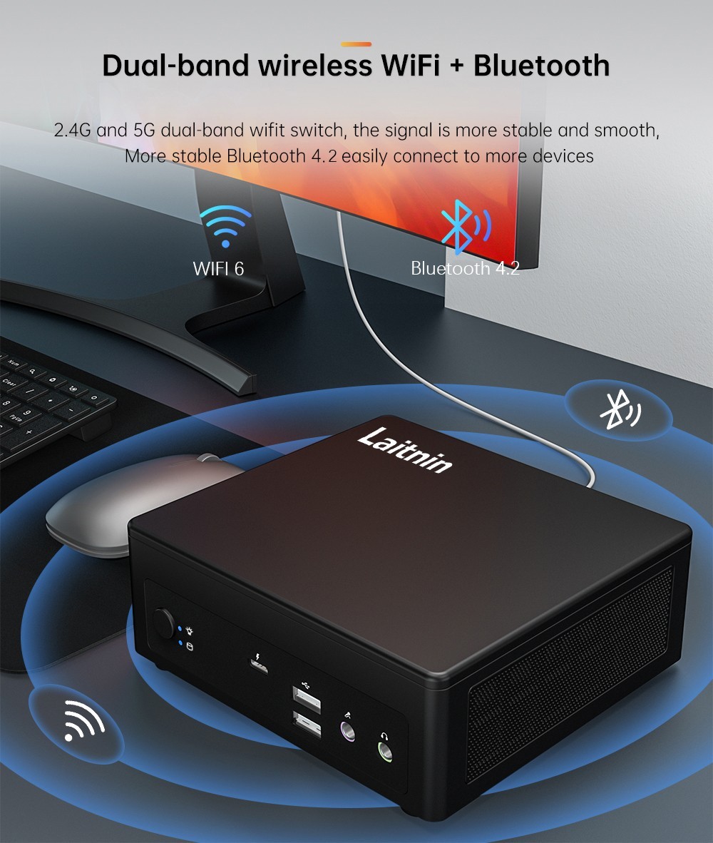 Laitnin T2 Mingar 2 MINI PC Intel Core i7-1185G7 up to 4.8 GHz, 16GB RAM+512GB SSD, Windows 11 Pro, WiFi 6