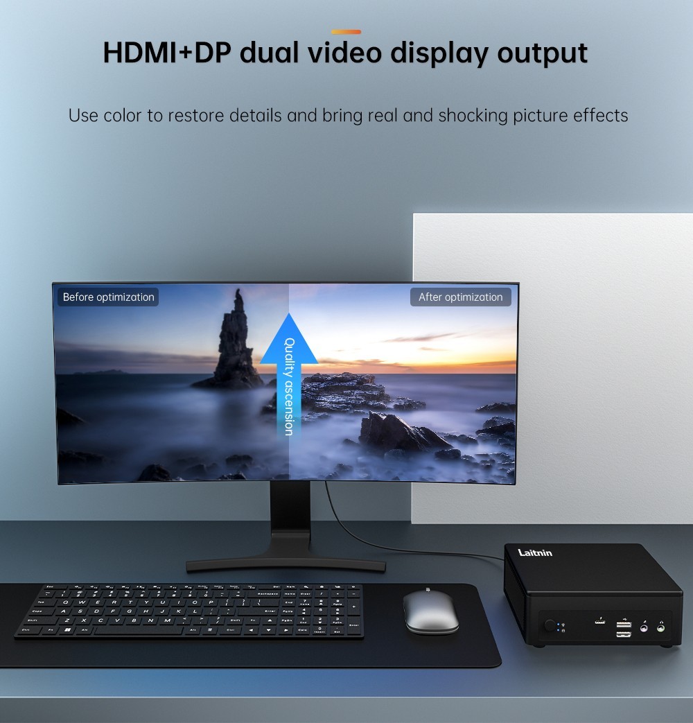 Laitnin T2 Mingar 2 MINI PC Intel Core i7-1185G7 up to 4.8 GHz, 16GB RAM+512GB SSD, Windows 11 Pro, WiFi 6