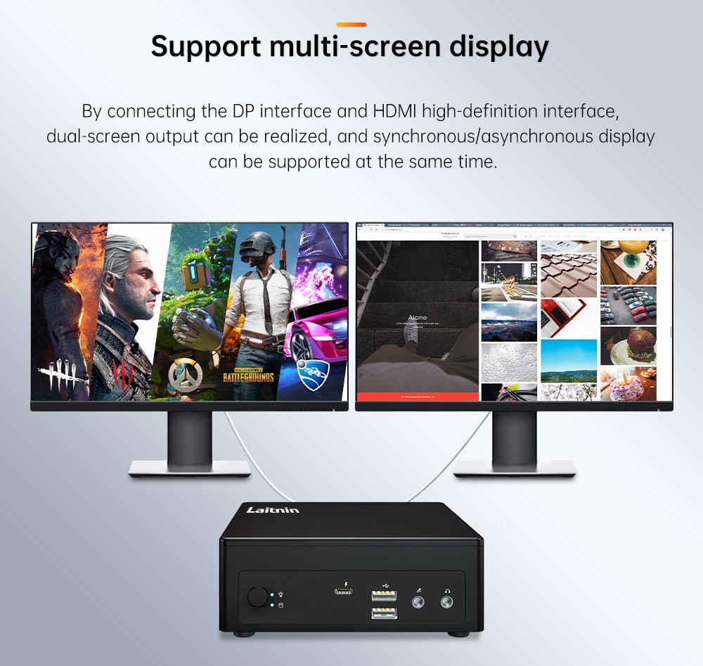 Laitnin T2 Mingar 2 MINI PC Intel Core i7-1185G7 up to 4.8 GHz, 16GB RAM+512GB SSD, Windows 11 Pro, WiFi 6