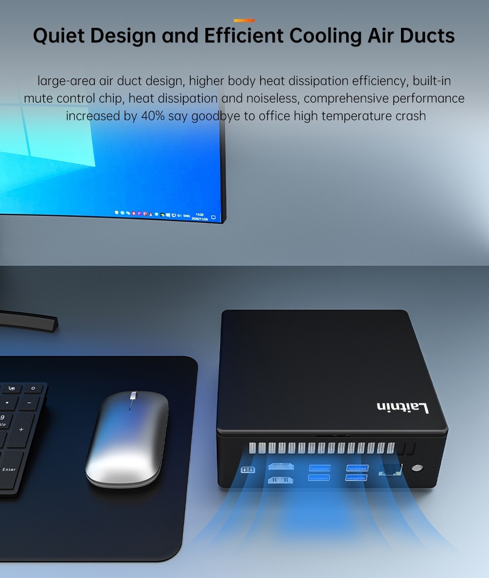 Laitnin T2 Mingar 2 MINI PC Intel Core i7-1185G7 up to 4.8 GHz, 16GB RAM+512GB SSD, Windows 11 Pro, WiFi 6