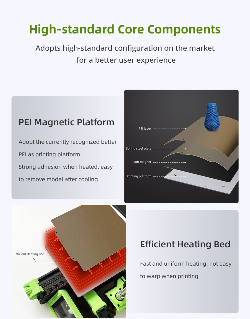 Lerdge iX 3D Printer RTP Version, Pre-Assembly, 0.1mm Printing Accuracy, 200mm/s Printing Speed, PEI Flexible Sheet, 3.5 Inch IPS Touch Screen, TMC2226 Silent Driver, Resume Printing, Full-Metal Extruder, 180*180*180mm, V3.0 Version - Green