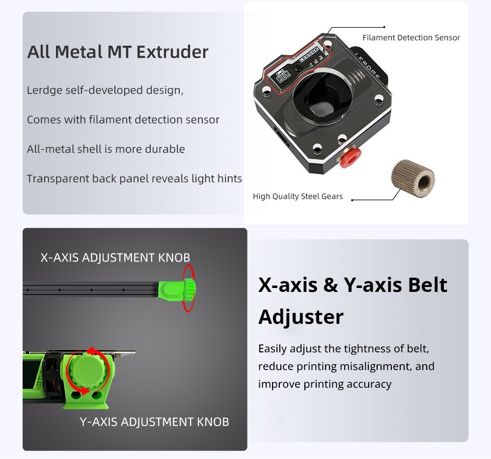 Lerdge iX 3D Printer RTP Version, Pre-Assembly, 0.1mm Printing Accuracy, 200mm/s Printing Speed, PEI Flexible Sheet, 3.5 Inch IPS Touch Screen, TMC2226 Silent Driver, Resume Printing, Full-Metal Extruder, 180*180*180mm, V3.0 Version - Green
