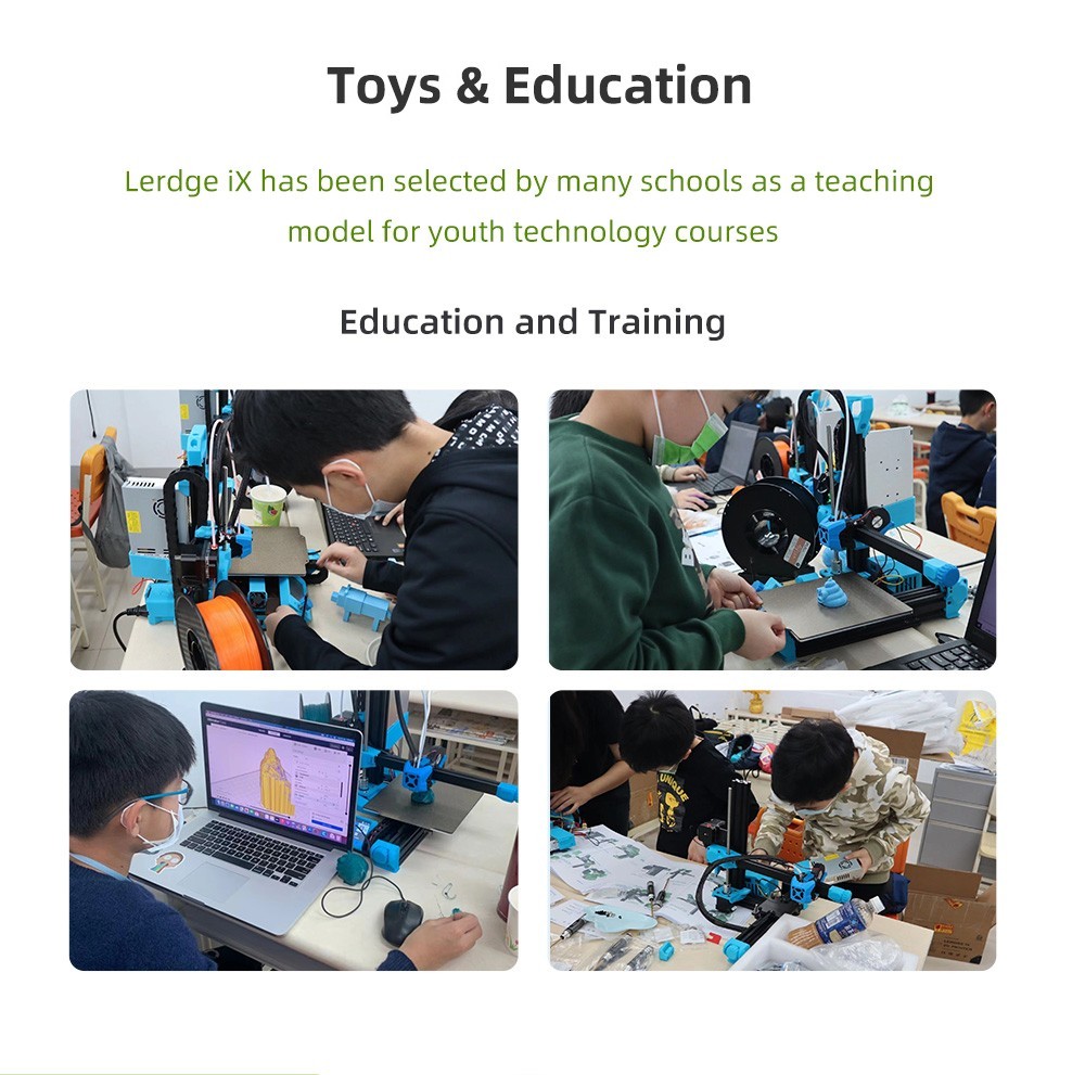 Lerdge iX 3D Printer RTP Version, Pre-Assembly, 0.1mm Printing Accuracy, 200mm/s Printing Speed, PEI Flexible Sheet, 3.5 Inch IPS Touch Screen, TMC2226 Silent Driver, Resume Printing, Full-Metal Extruder, 180*180*180mm, V3.0 Version - Green