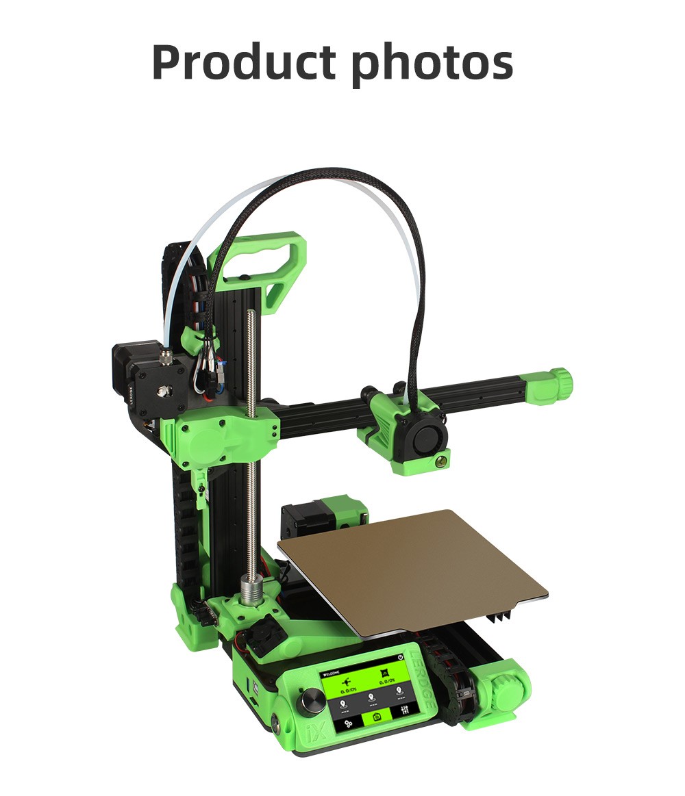 Lerdge iX 3D Printer RTP Version, Pre-Assembly, 0.1mm Printing Accuracy, 200mm/s Printing Speed, PEI Flexible Sheet, 3.5 Inch IPS Touch Screen, TMC2226 Silent Driver, Resume Printing, Full-Metal Extruder, 180*180*180mm, V3.0 Version - Green