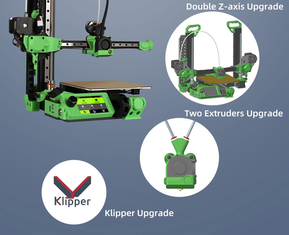 Lerdge iX 3D Printer RTP Version, Pre-Assembly, 0.1mm Printing Accuracy, 200mm/s Printing Speed, PEI Flexible Sheet, 3.5 Inch IPS Touch Screen, TMC2226 Silent Driver, Resume Printing, Full-Metal Extruder, 180*180*180mm, V3.0 Version - Green