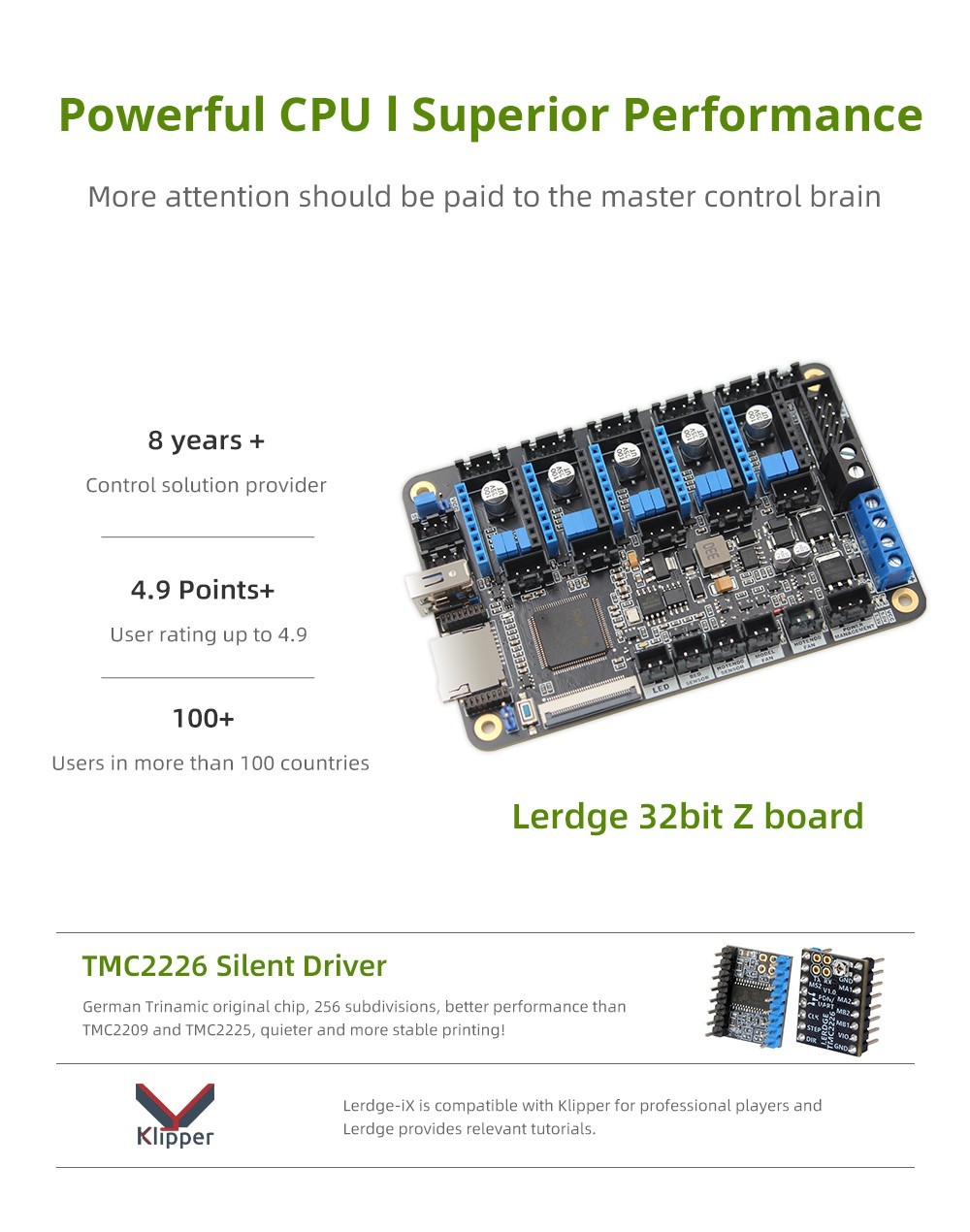 Lerdge iX 3D Printer RTP Version, Pre-Assembly, 0.1mm Printing Accuracy, 200mm/s Printing Speed, PEI Flexible Sheet, 3.5 Inch IPS Touch Screen, TMC2226 Silent Driver, Resume Printing, Full-Metal Extruder, 180*180*180mm, V3.0 Version - Green