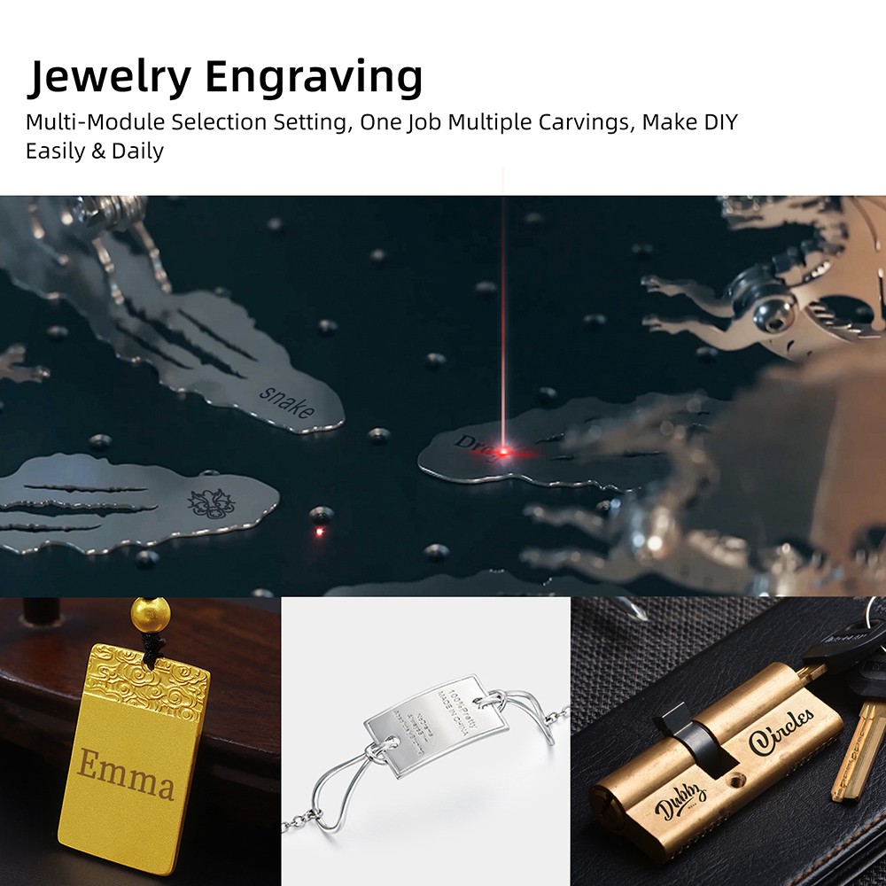 Refurbished MR CARVE M1 Pro Fiber Laser Marking Machine, 10000mm/s, 0.001mm Accuracy, WiFi Connection, Supports Rotary Roller Engraving, 70*70mm