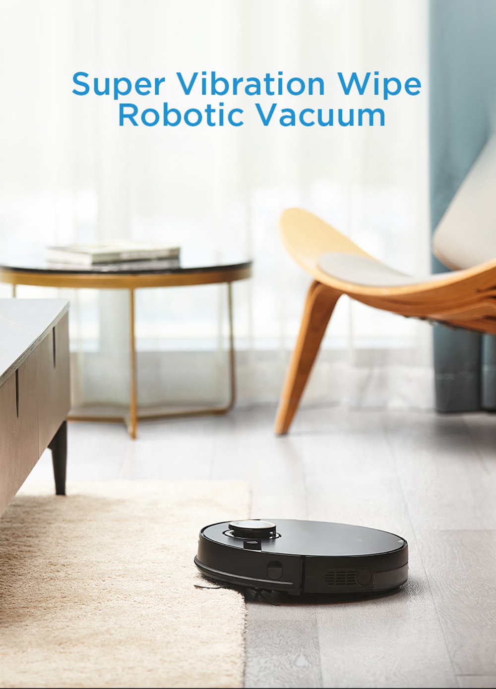 Refurbished Midea M7 Pro Robot Vacuum Cleaner 4000Pa Strong Suction Vibrating Mopping LDS Navigation 5200mAh Battery 150Mins Runtime APP Intelligent Control - Black