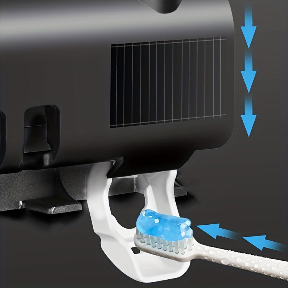 Multifunctional Smart UV Toothbrush Sterilizer Holder, Wall Mounted Toothpaste Dispenser - Black