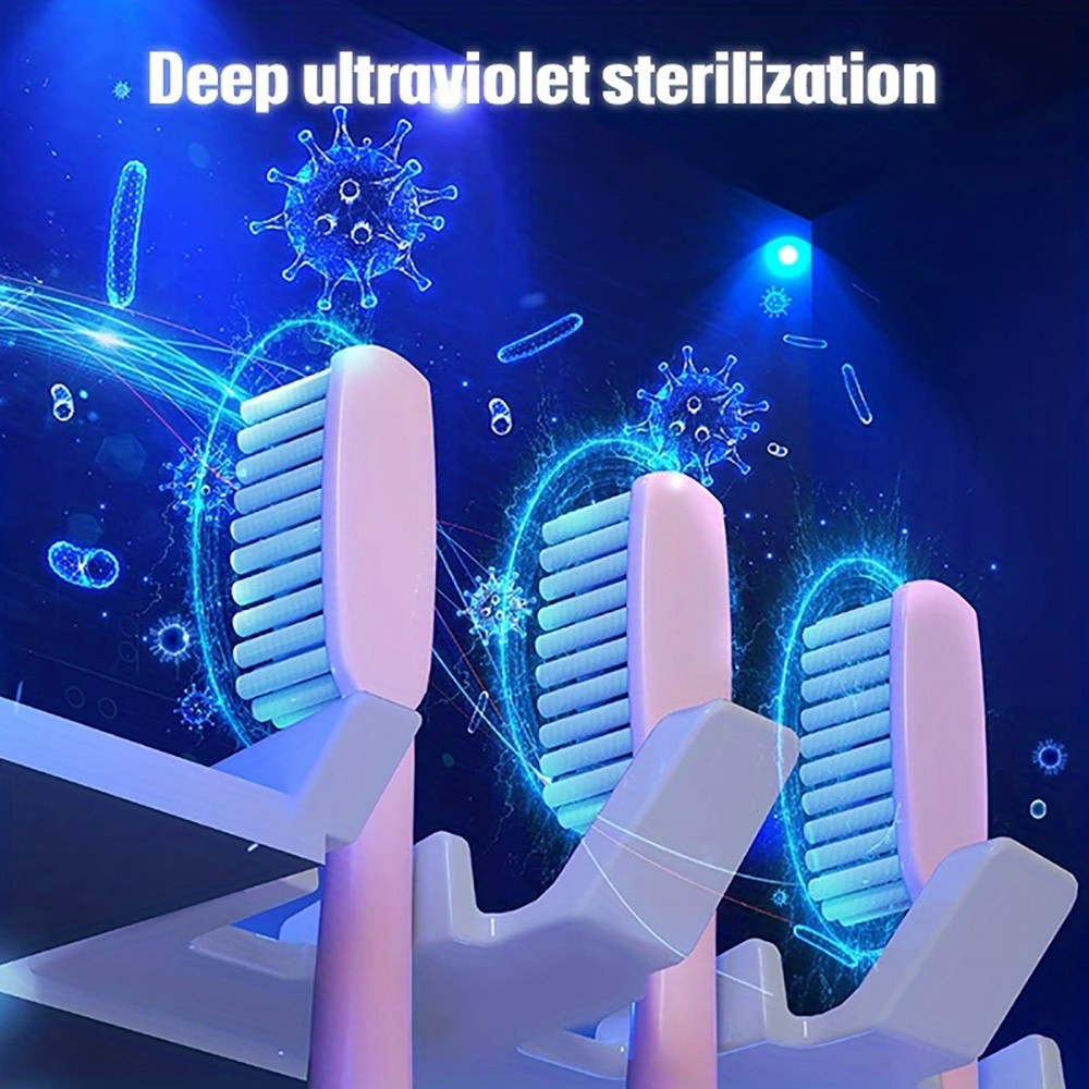 Multifunctional Smart UV Toothbrush Sterilizer Holder, Wall Mounted Toothpaste Dispenser - White