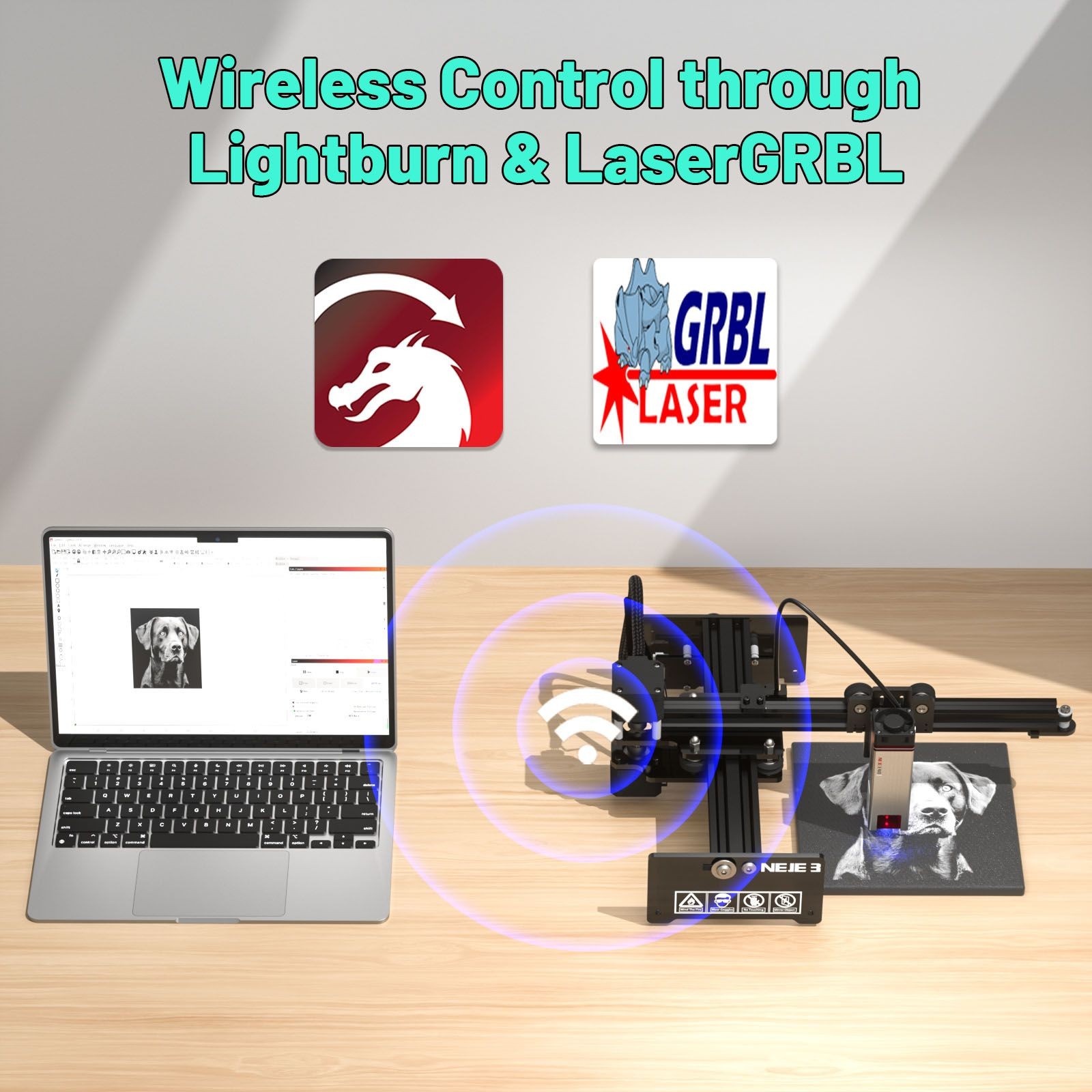 NEJE 3 11W Laser Engraver Cutter, E40 Laser Module, 0.03x0.04mm Focus, Max Printing Speed 400mm/s, Vertical Carving, App Control, 170x170mm