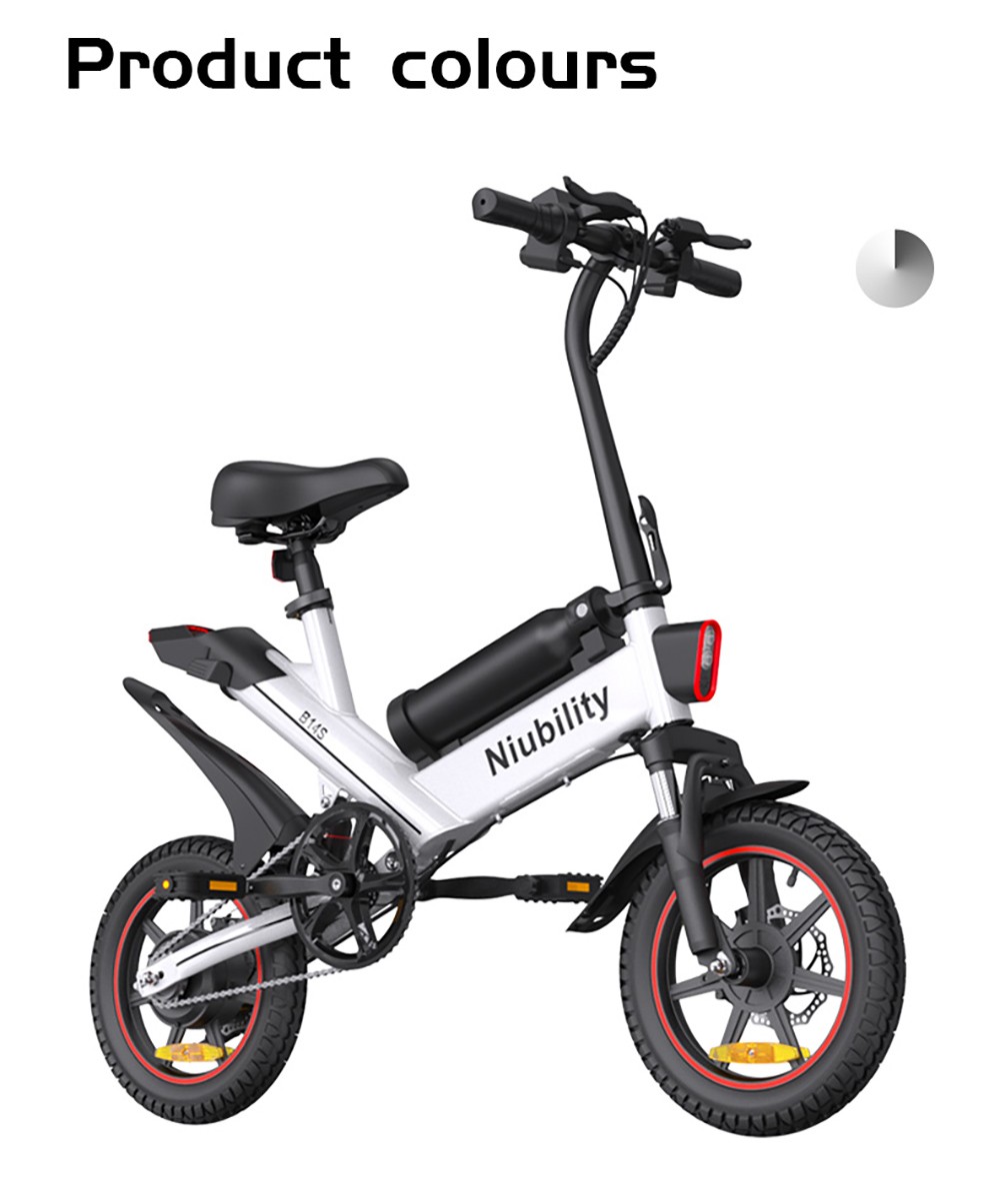 NIUBILITY B14S Electric Bike 14*2.125 inch Tire 48V 400W Motor 32km/h Max Speed 8.7Ah + 6.4Ah Dual Battery Dual Disc Brake - White