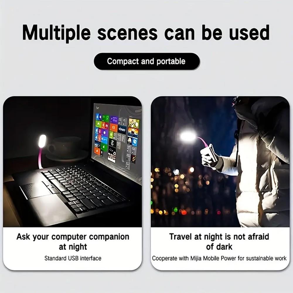 Portable USB LED Reading Light with Flexible Arm, Mini Night Lamp for Laptop, Desktop - Orange