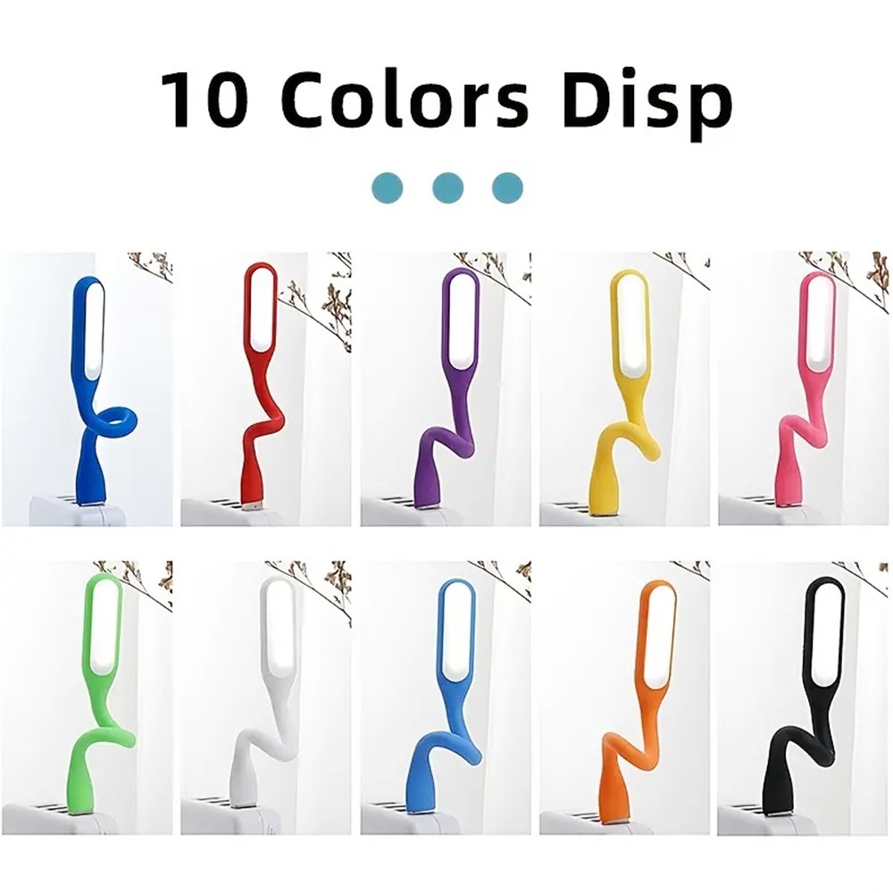 Portable USB LED Reading Light with Flexible Arm, Mini Night Lamp for Laptop, Desktop - Red