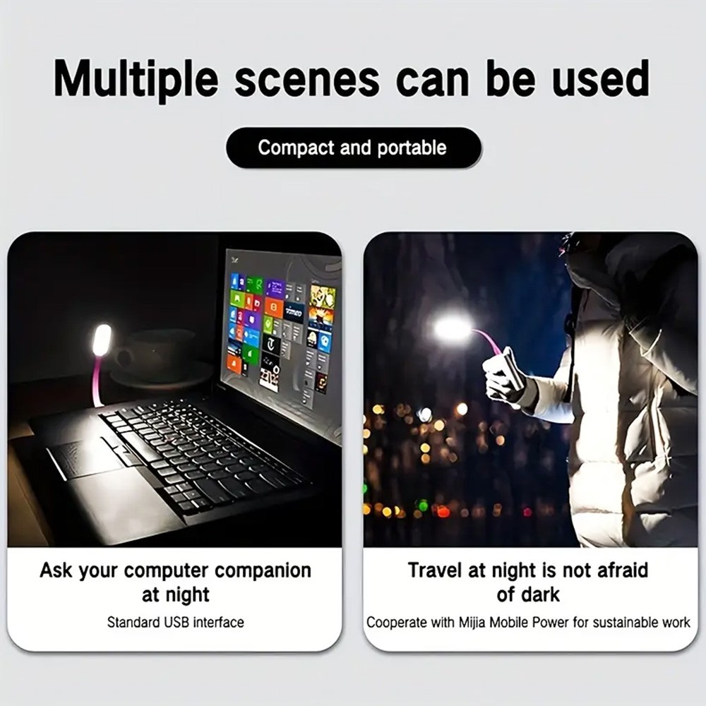 Portable USB LED Reading Light with Flexible Arm, Mini Night Lamp for Laptop, Desktop - Red