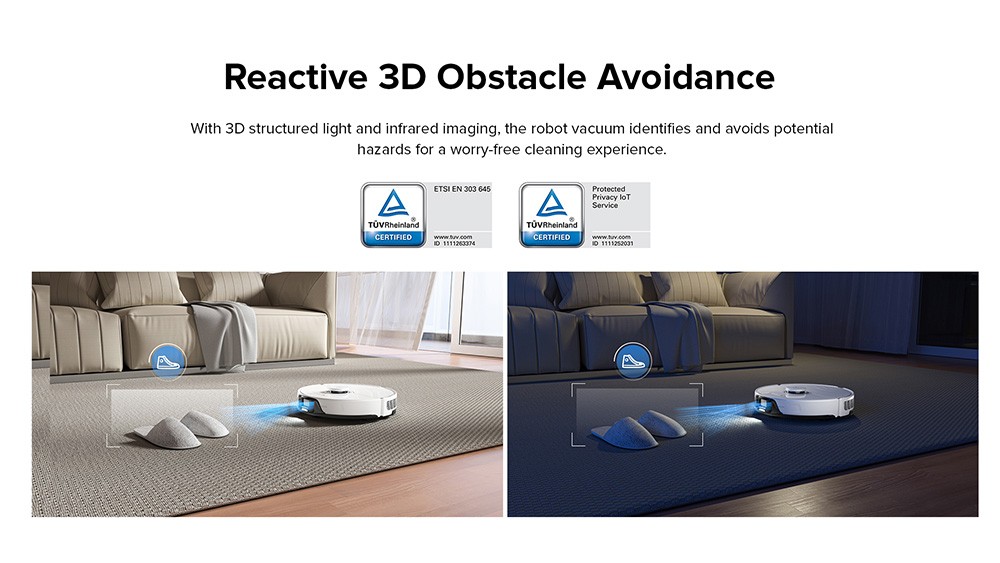 Refurbished Roborock S8 Robot Vacuum Cleaner, 6000Pa Suction, 400ml Dustbin, 300ml Water Tank, LDS Navigation, 180min Runtime - White
