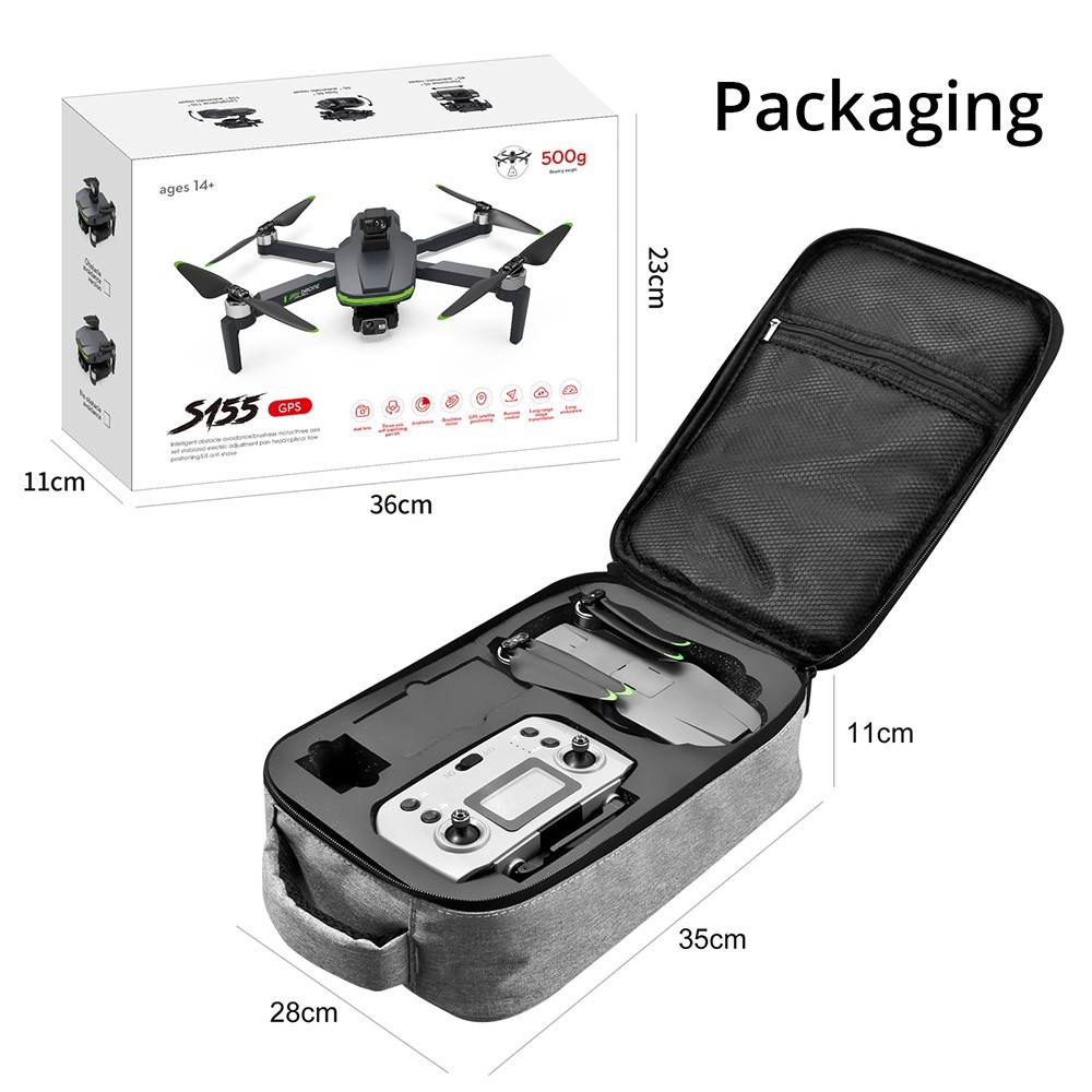 S155 RC Drone 5GHz Relay Built-in Dual 2.7K Three-axis Gimbal with Laser Obstacle Avoidance - 1 Battery