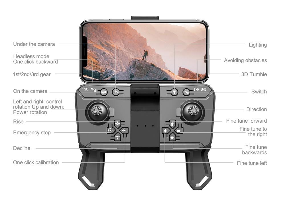 S99 Max RC Drone Dual 4K HD WiFi FPV 2.4GHz 4-Sided Obstacle Avoidance With Light 2 Batteries - Grey