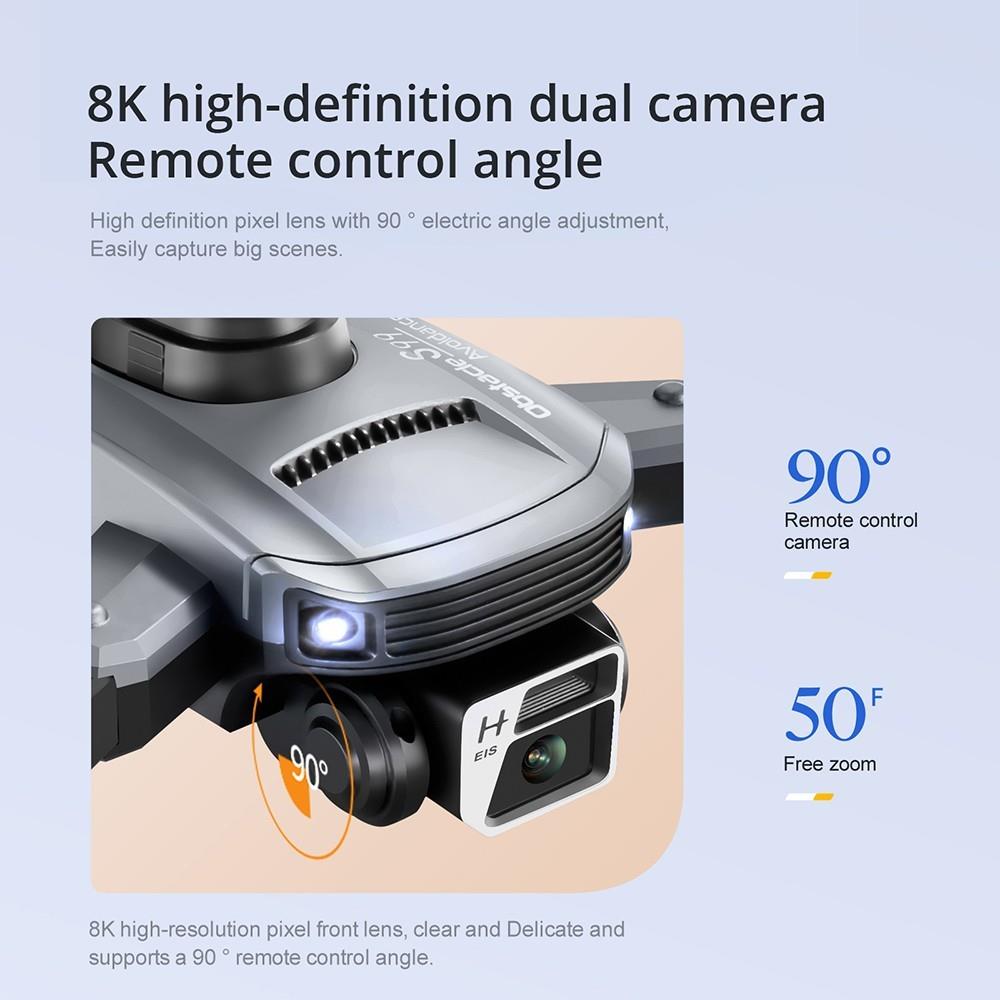 S99 Max RC Drone Dual 4K HD WiFi FPV 2.4GHz 4-Sided Obstacle Avoidance With Light 2 Batteries - Grey