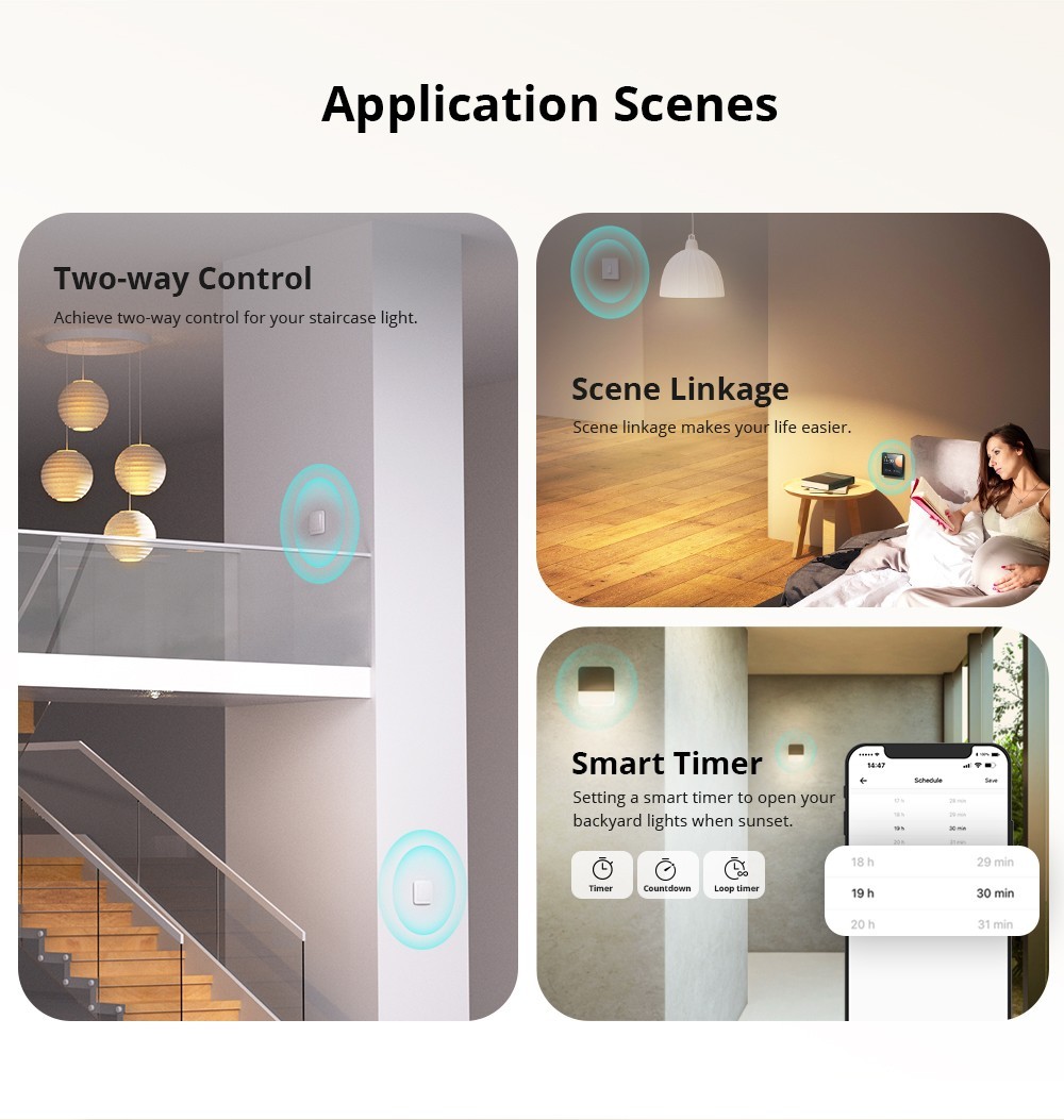 SONOFF ZBMINI L2 Zigbee Smart Switch, Single Live Wire, 2-Way Control, Scene Linkage, Smart Timer, Voice Control