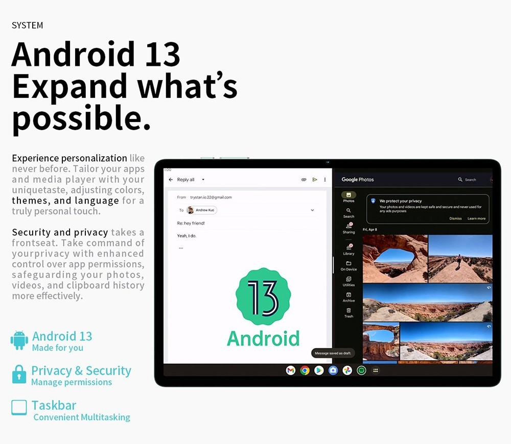 Teclast M50 Pro 10.1in Tablet Unisoc T616 Processor 8GB+8GB Expansion RAM 256GB ROM Android 13 Dual SIM + Micro SD - US