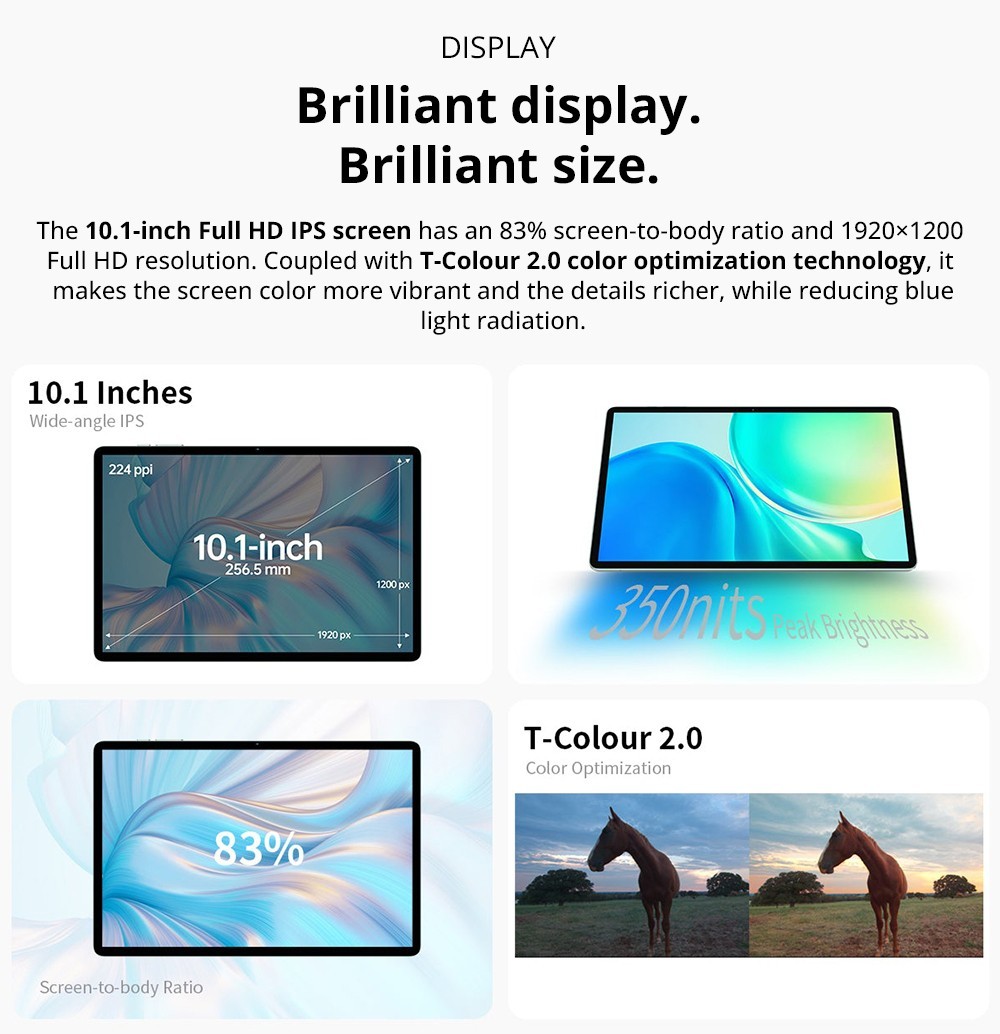 Teclast M50 Pro 10.1in Tablet Unisoc T616 Processor 8GB+8GB Expansion RAM 256GB ROM Android 13 Dual SIM + Micro SD - US