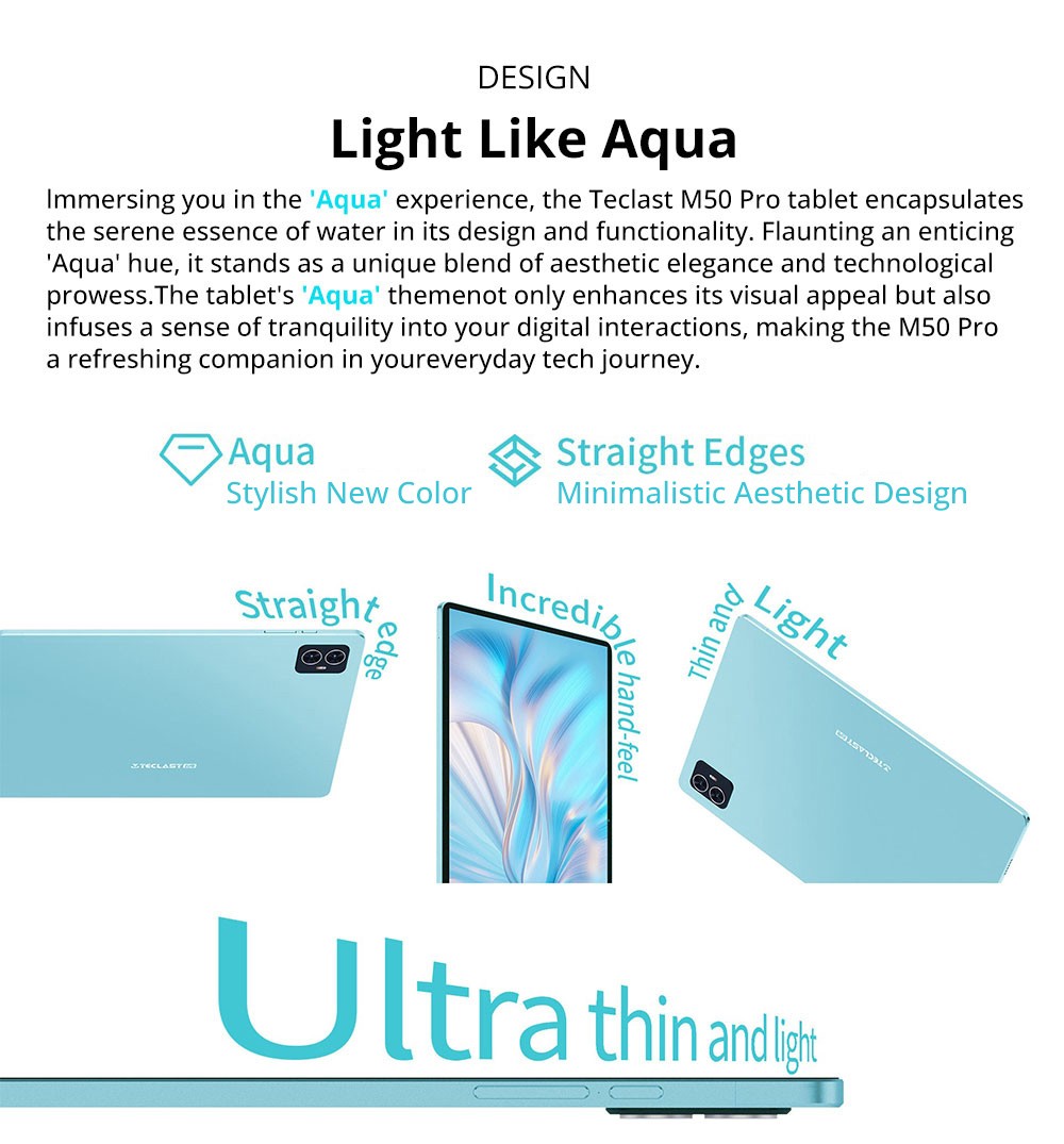 Teclast M50 Pro 10.1in Tablet Unisoc T616 Processor 8GB+8GB Expansion RAM 256GB ROM Android 13 Dual SIM + Micro SD - US