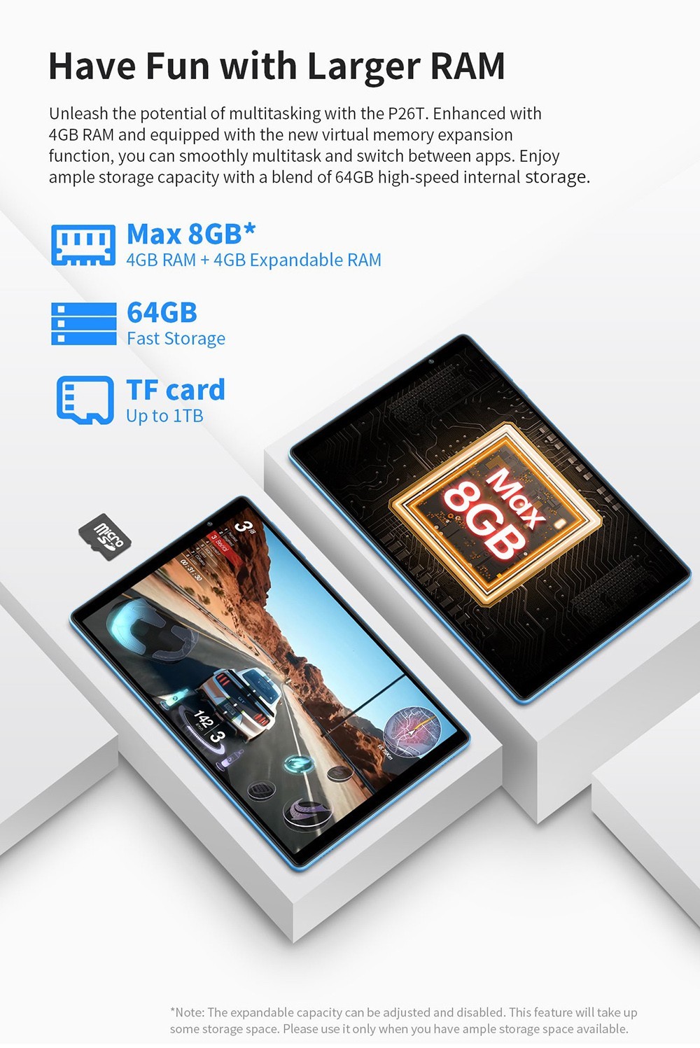 Teclast P26T 10.1 inch Tablet, Allwiner A523 8-core Processor, 4GB RAM 64GB ROM, Android 13, 5G WiFi