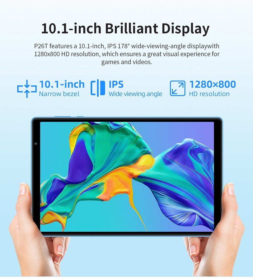 Teclast P26T 10.1 inch Tablet, Allwiner A523 8-core Processor, 4GB RAM 64GB ROM, Android 13, 5G WiFi