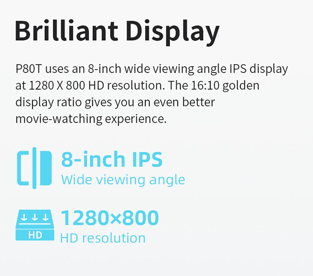 Teclast P80T Kids Tablet, A133P Quad-core Processor, 4GB RAM 64GB ROM, Android 12, 5G WiFi, 0.3MP Front 2MP Rear Camera