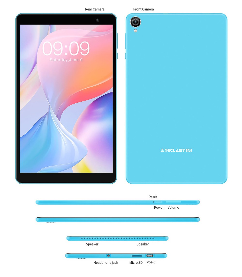 Teclast P80T Kids Tablet, A133P Quad-core Processor, 4GB RAM 64GB ROM, Android 12, 5G WiFi, 0.3MP Front 2MP Rear Camera