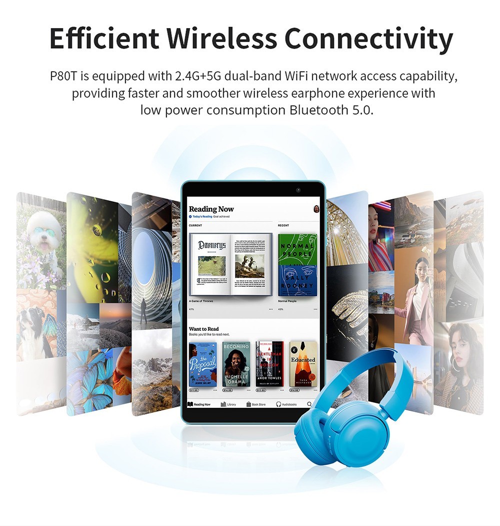 Teclast P80T Kids Tablet, A133P Quad-core Processor, 4GB RAM 64GB ROM, Android 12, 5G WiFi, 0.3MP Front 2MP Rear Camera