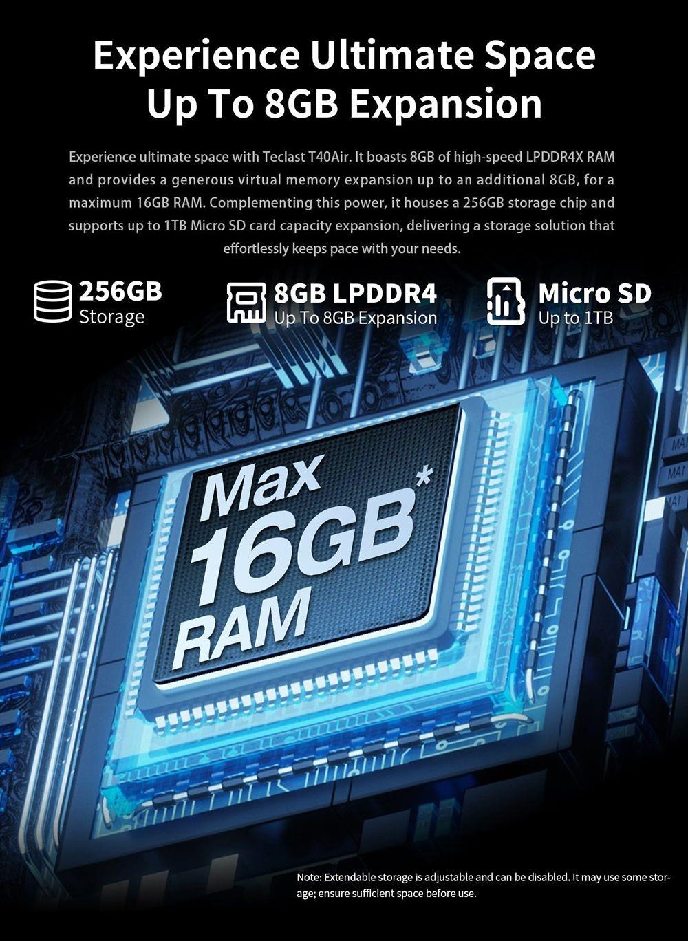 Teclast T40 Air 4G Tablet 10.4inch 2K Display Unisoc T616 Octa-core Processor 8GB RAM 256GB ROM Android 13 5G WiFi - EU