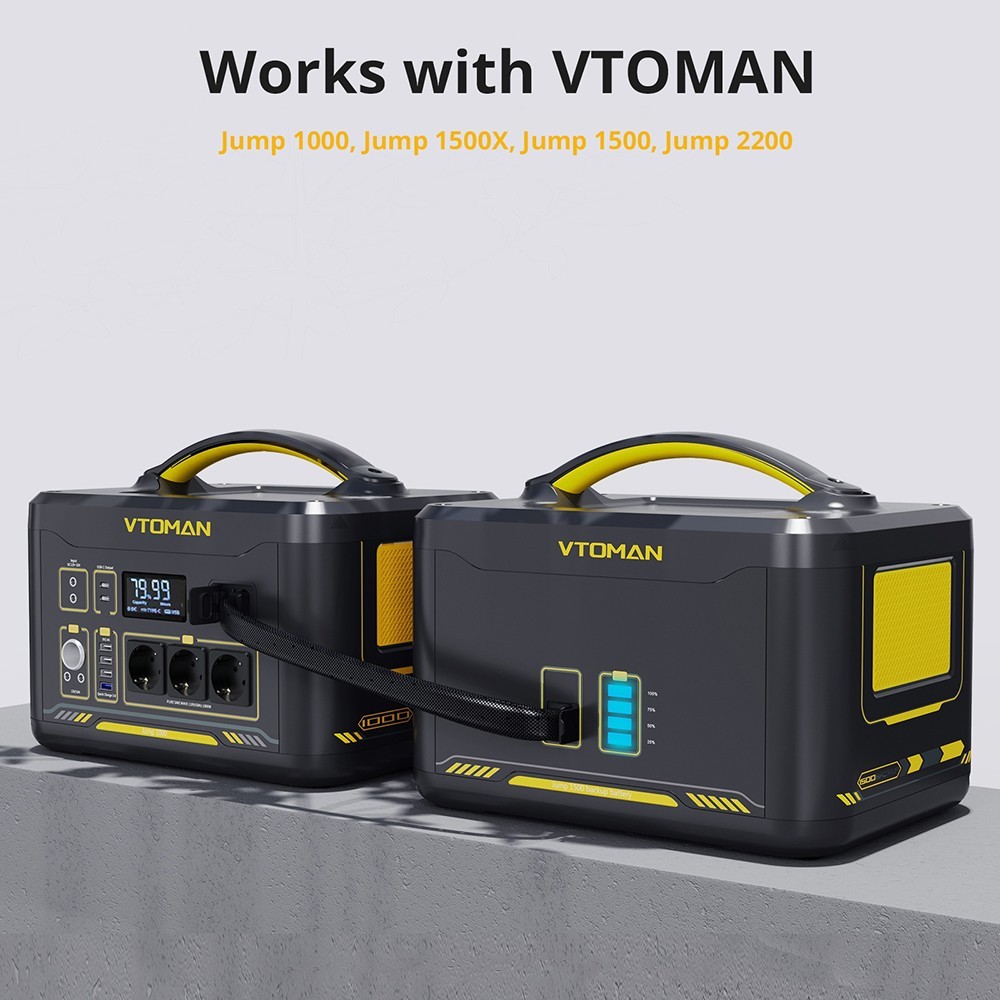 VTOMAN Jump 1500 Extra Battery, 1548Wh LiFePO4 Cells, Compatible with Jump 1000 / Jump 1500X / Jump 1800 / Jump 2200
