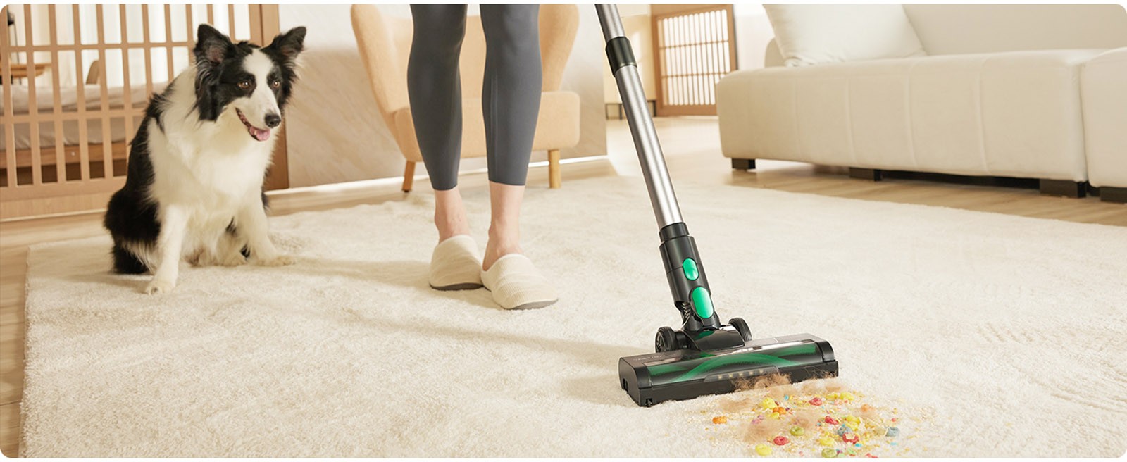 Vactidy V9 Cordless Vacuum Cleaner, 25KPa Suction, 1L Dustbin, 5 Layers Filtration System, One-Button Emptying, LED Touch Panel, Bright LED Headlights, Up to 45min Runtime