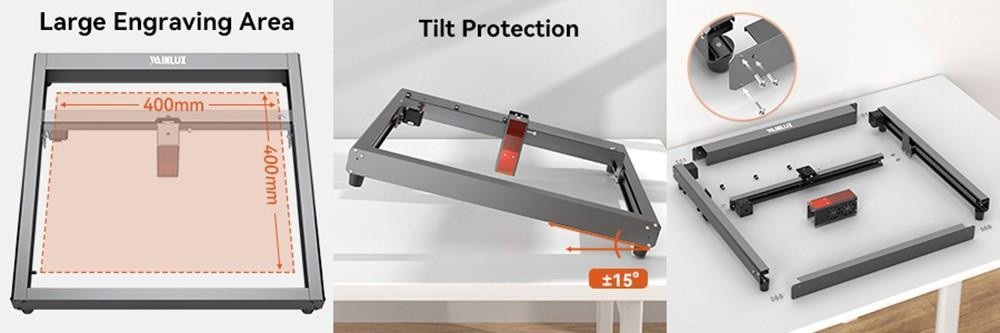 WAINLUX JL7 Laser Engraver Cutter, 5W Laser Power, Knob Fixed Focus, 0.05*0.08mm Compressed Spot, 0.01mm Engraving Precision, 6000mm/min Engraving Speed, App Control, 400*400mm